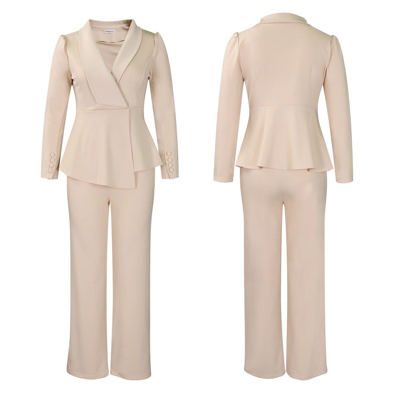 D549 European and American Clothing Winter New Fashion Elegant Elegant Ol Ruffle Top Wide Leg Pants Fashionable African Suit
