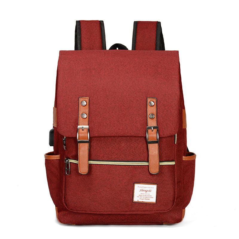 Foreign trade new schoolbag men's personality retro outdoor canvas travel backpack women's fashion backpack a generation of hair