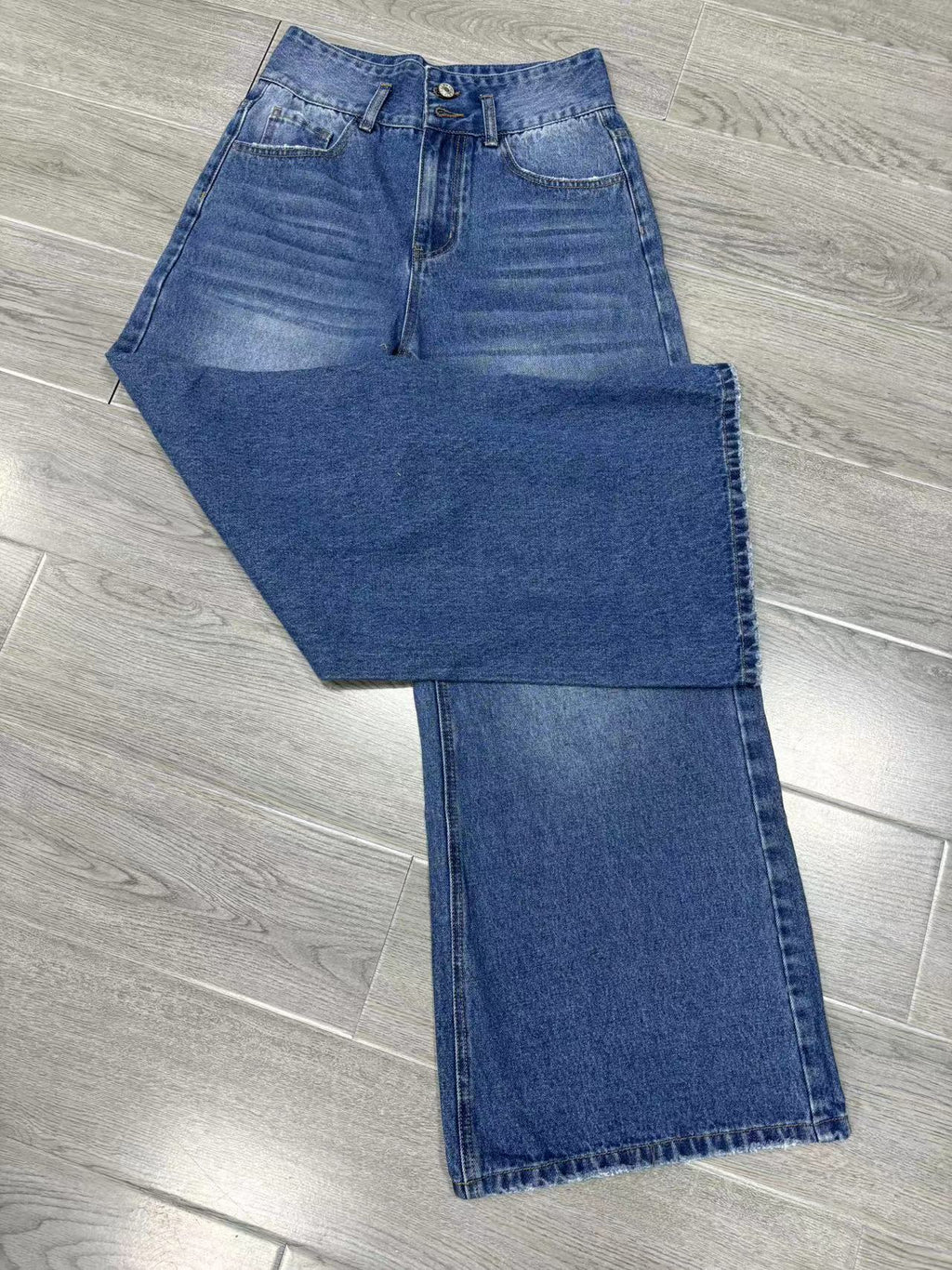 Amazon Aliexpress Cross-Border European and American Mid-Waist Comfortable Straight-Leg Denim Pants Women's Clothing Source Factory