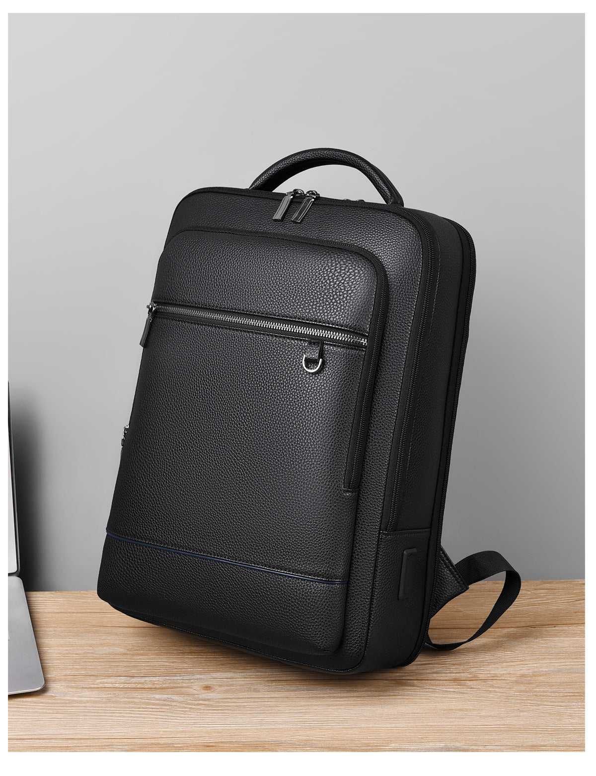 Men's Backpack Simple Cross-Border New Business Pu Water-Repellent Laptop Bag Large Capacity Backpack