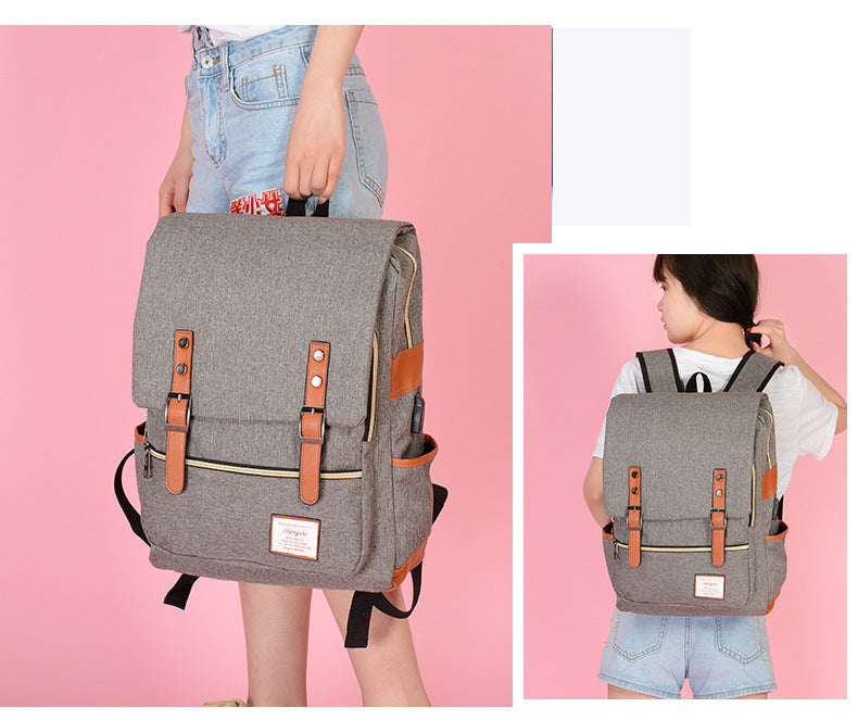 Foreign trade new schoolbag men's personality retro outdoor canvas travel backpack women's fashion backpack a generation of hair