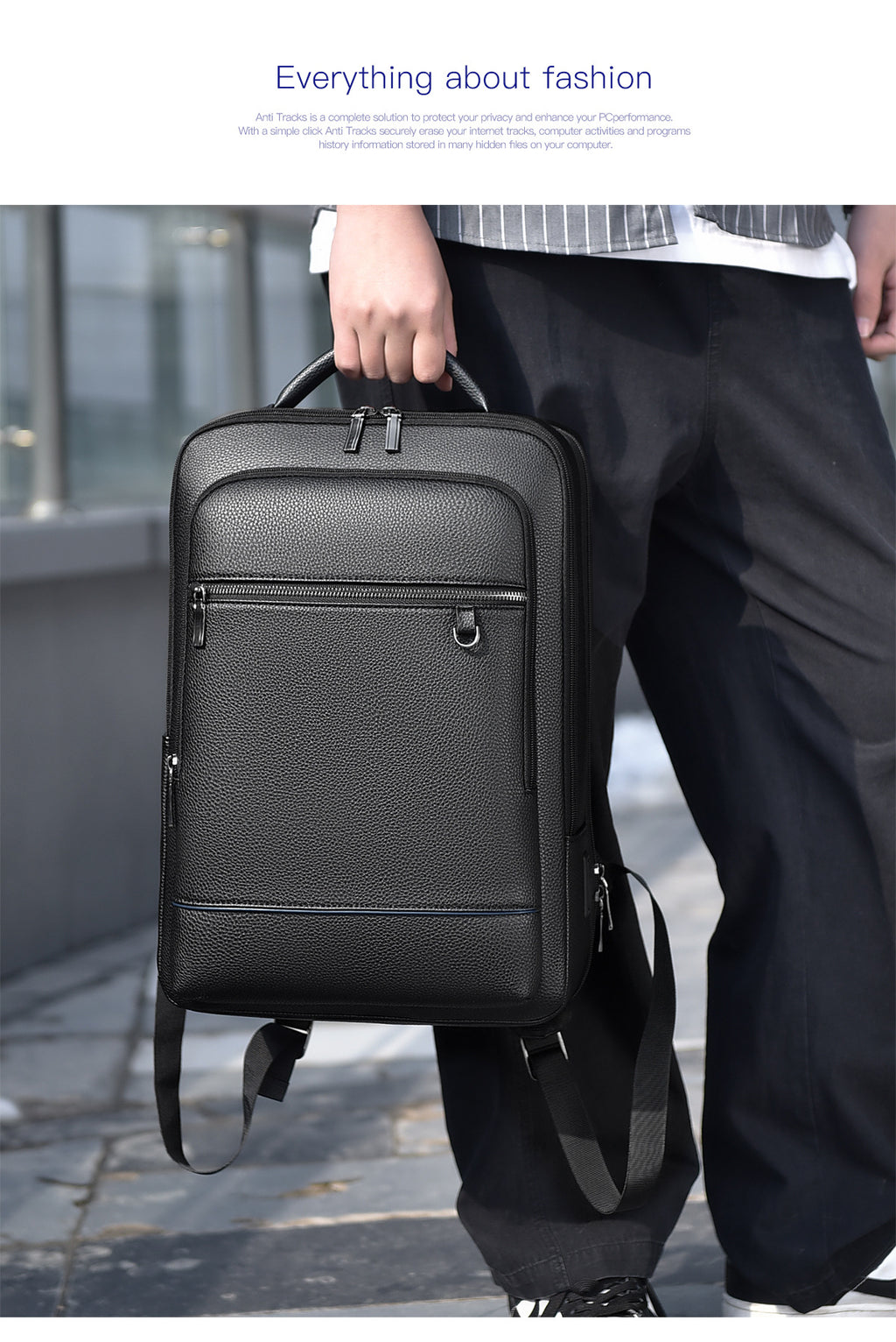 Men's Backpack Simple Cross-Border New Business Pu Water-Repellent Laptop Bag Large Capacity Backpack
