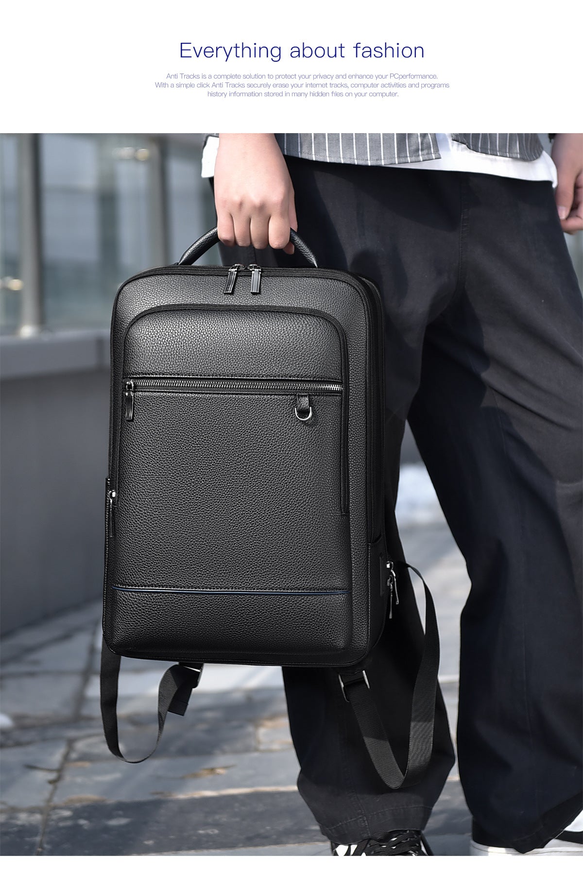 Men's Backpack Simple Cross-Border New Business Pu Water-Repellent Laptop Bag Large Capacity Backpack
