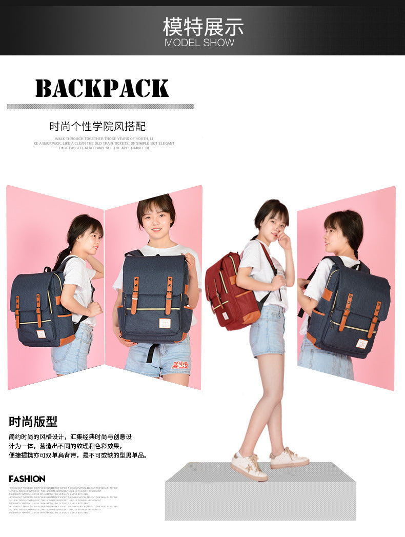 Foreign trade new schoolbag men's personality retro outdoor canvas travel backpack women's fashion backpack a generation of hair
