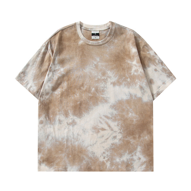 Cross-border Exclusive New Tie-dye T-shirt Men's Short-sleeved Summer Pure Cotton T-shirt Loose Ins Trendy Brand Colorful Top Clothes