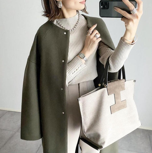 2026 Autumn/Winter New Style Lotte Ins Hot-Selling Loose Slimming Casual Simple Straight-Leg Coat Solid Color Overcoat for Women