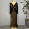 Africa Cross-border 2023 New Sequins Fashion Women's Seven-sleeve Fishtail Long Dress Sleeve Fashion Evening Wear Europe and America