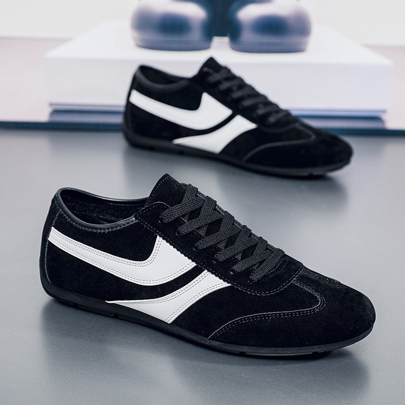 Men's Casual Shoes Fashion Vintage German Training Shoes Breathable Flat Single-layer Shoes Sports Forrest Gump Shoes Lace-up Men's Shoes Bean Shoes