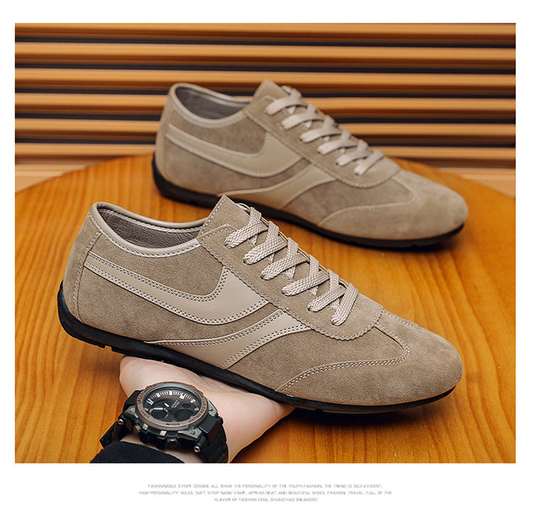 Men's Casual Shoes Fashion Vintage German Training Shoes Breathable Flat Single-layer Shoes Sports Forrest Gump Shoes Lace-up Men's Shoes Bean Shoes