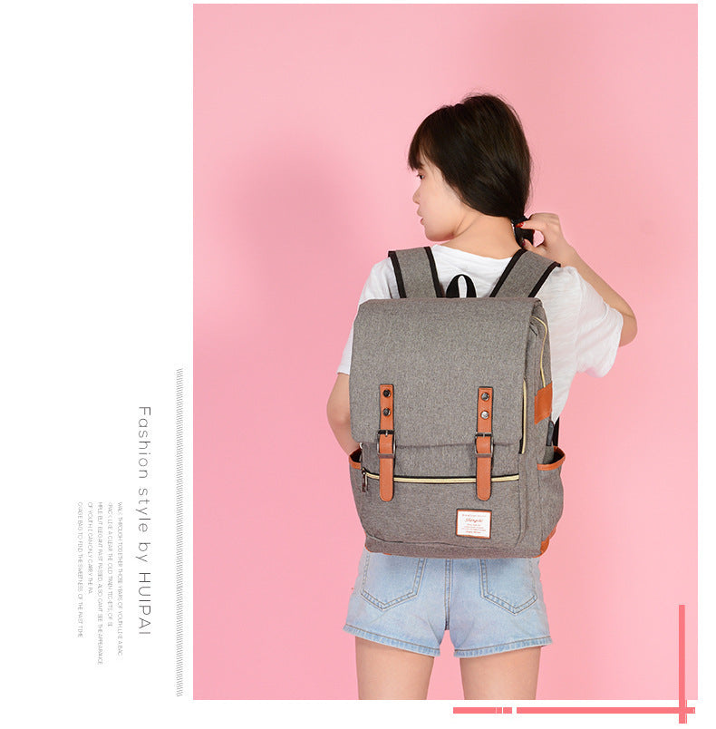 Foreign trade new schoolbag men's personality retro outdoor canvas travel backpack women's fashion backpack a generation of hair