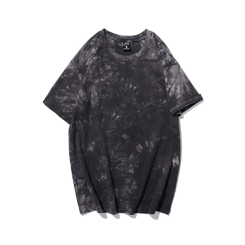 Cross-border Exclusive New Tie-dye T-shirt Men's Short-sleeved Summer Pure Cotton T-shirt Loose Ins Trendy Brand Colorful Top Clothes