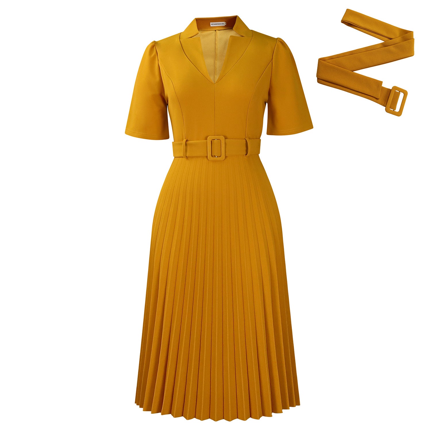 D563 Foreign Trade Cross-border Women's Clothing Summer New Short-sleeved V-neck Pleated High Waist Fashion Elegant Waist African dress