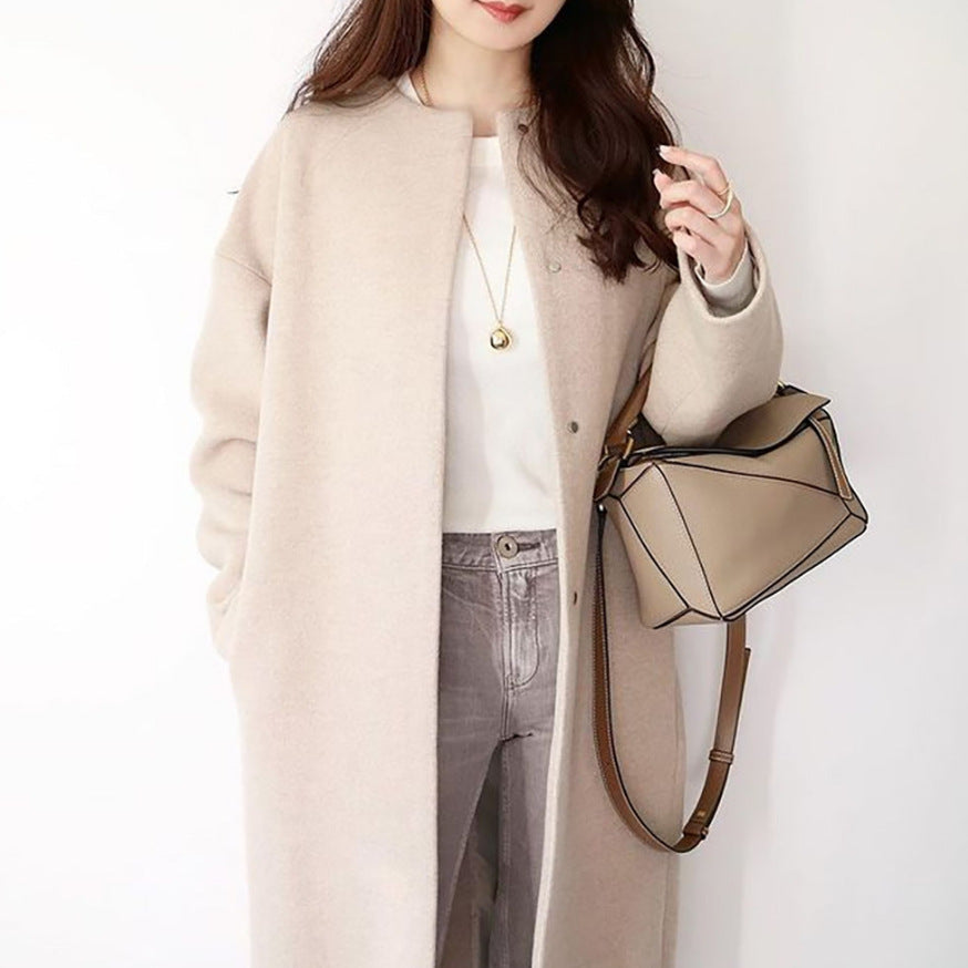 2026 Autumn/Winter New Style Lotte Ins Hot-Selling Loose Slimming Casual Simple Straight-Leg Coat Solid Color Overcoat for Women