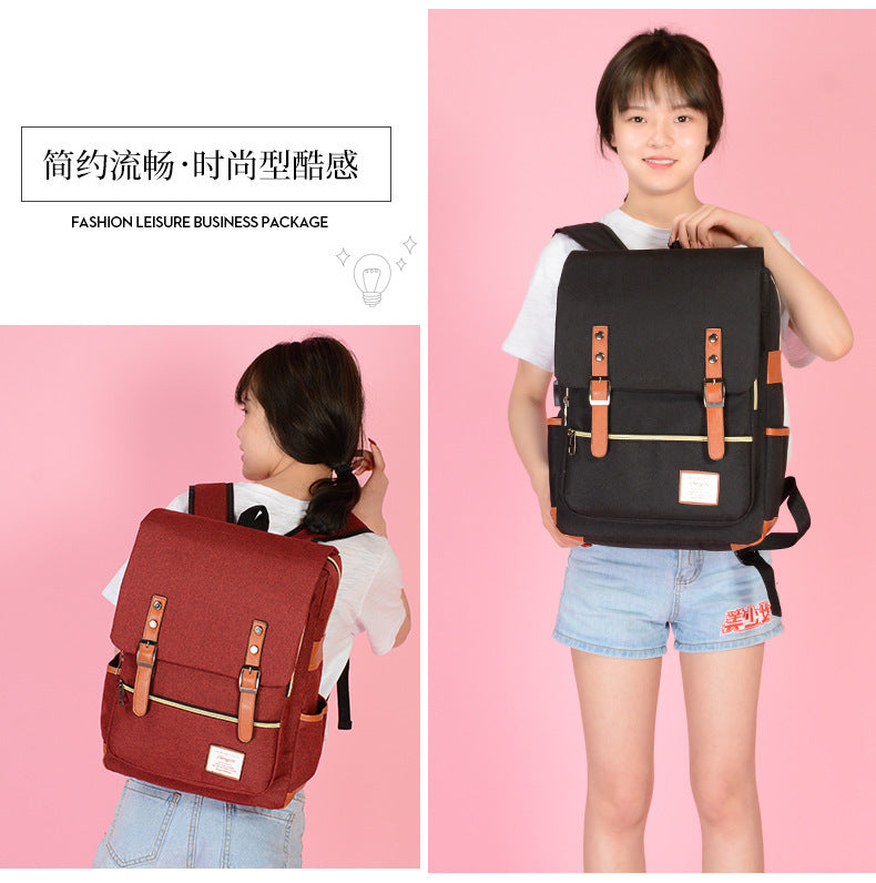 Foreign trade new schoolbag men's personality retro outdoor canvas travel backpack women's fashion backpack a generation of hair