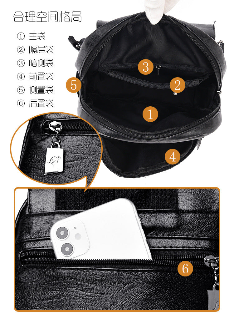 Backpack Women 2024 New Autumn Fashion Soft Leather Bag Casual Backpack Large Capacity Travel Student Women's Backpack