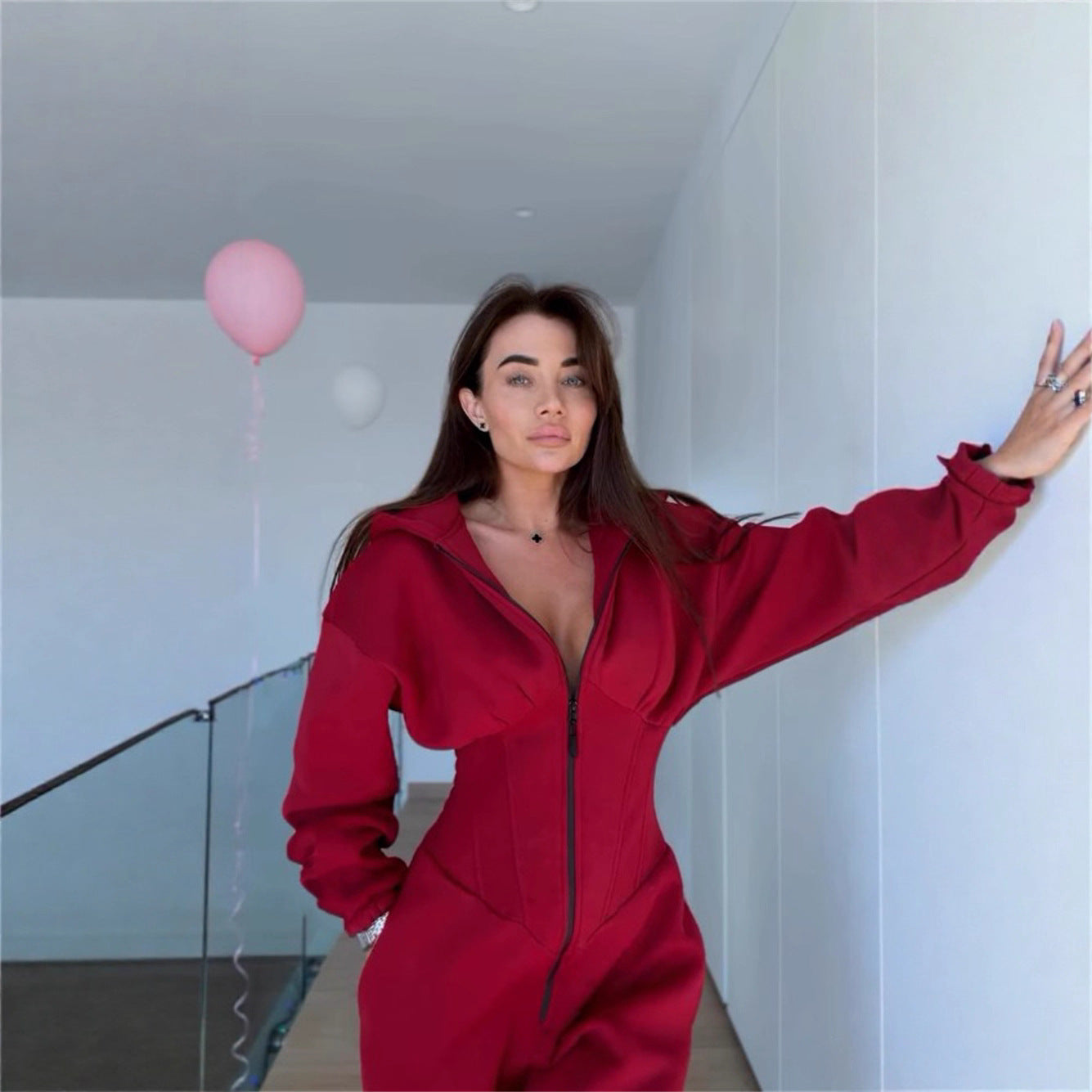 Cross-Border Foreign Trade 2026 Amazon Ebay Hot-Selling Popular Sports and Leisure Women's Hooded Jumpsuit Set