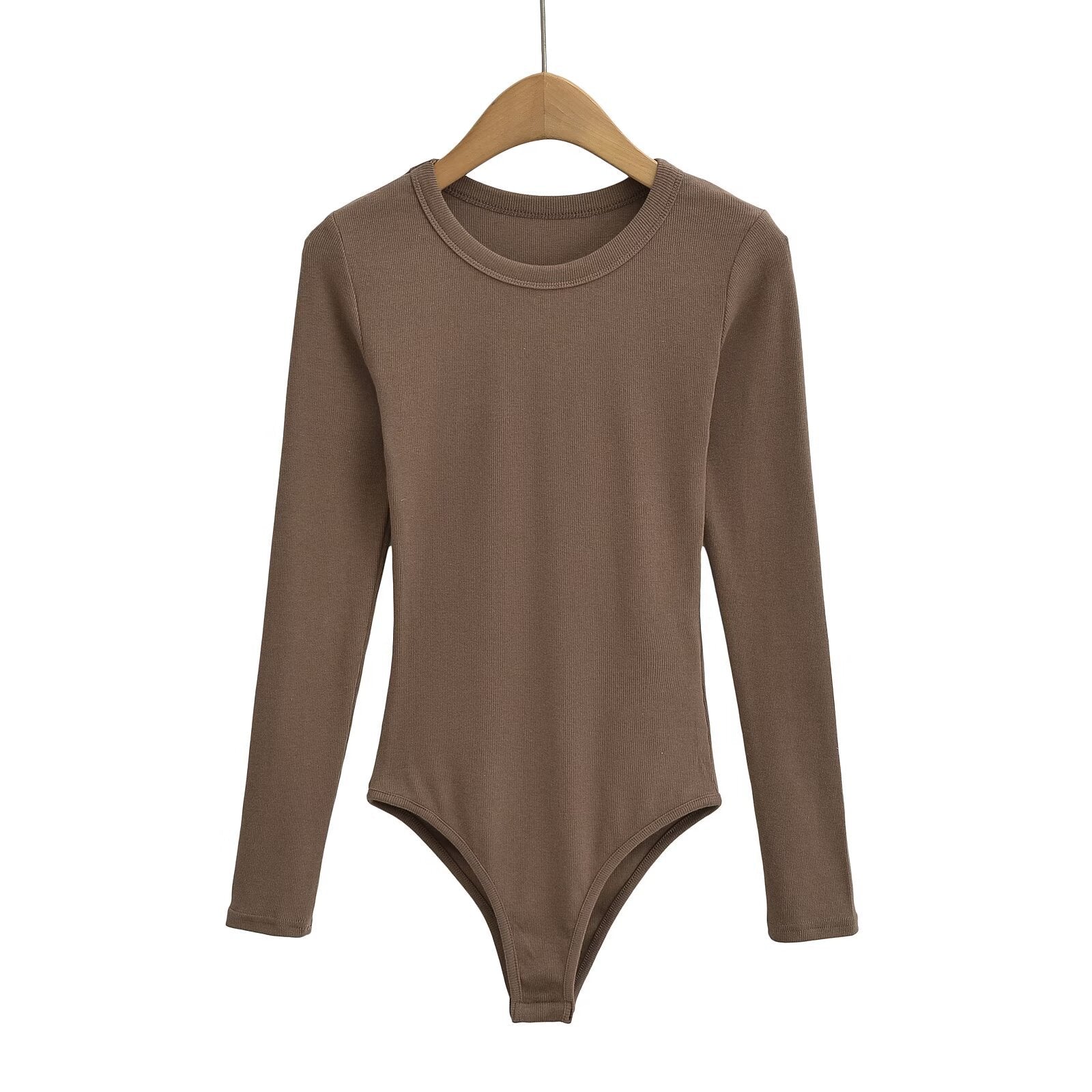 European and American style round neck versatile stretch jumpsuit bottoming shirt women's autumn and winter long sleeve T-shirt sexy tight top fashion