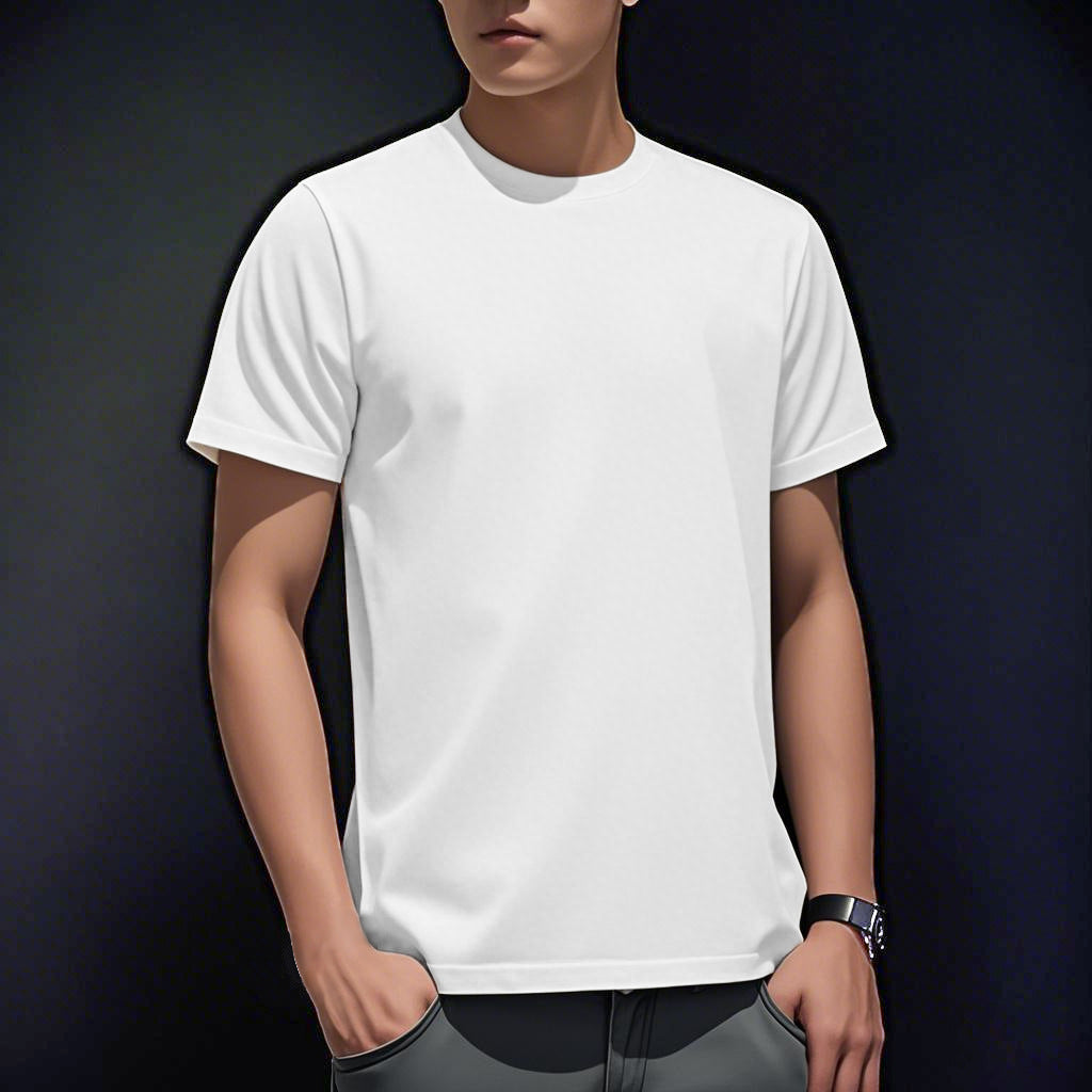 Summer Ice Silk Thin Round Neck Short-Sleeved T-Shirt for Men 2026 New Printed Pullover T-Shirt Trendy Slim Fit Men's Clothing