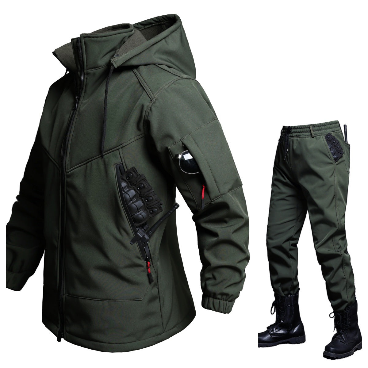 Autumn and Winter fleece-lined Charge Clothes Coat Work Clothes Waterproof suit Men's Cold-proof Warm Upper and Lower Clothes Work Clothes