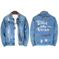 LAZADA New Foreign Trade Men's Jacket Spring and Autumn light blue Fashion Men's Slim-fit Printed Ripped Denim Jacket for Men