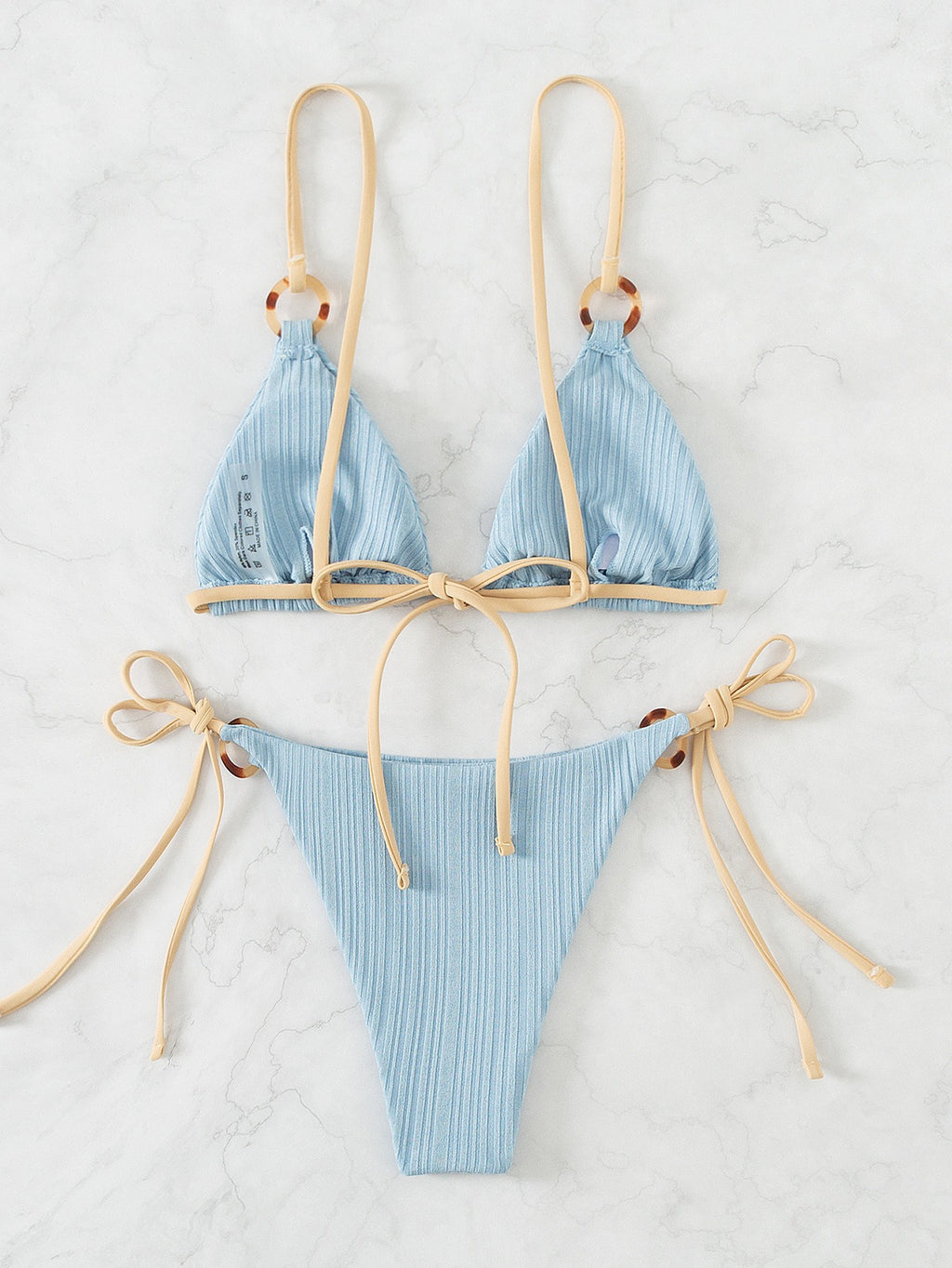 2024 New Ins Swimsuit for Women Split Bikini Two-Piece Set Fairy Style Sexy Pure Color Lace-Up Swimsuit for Women