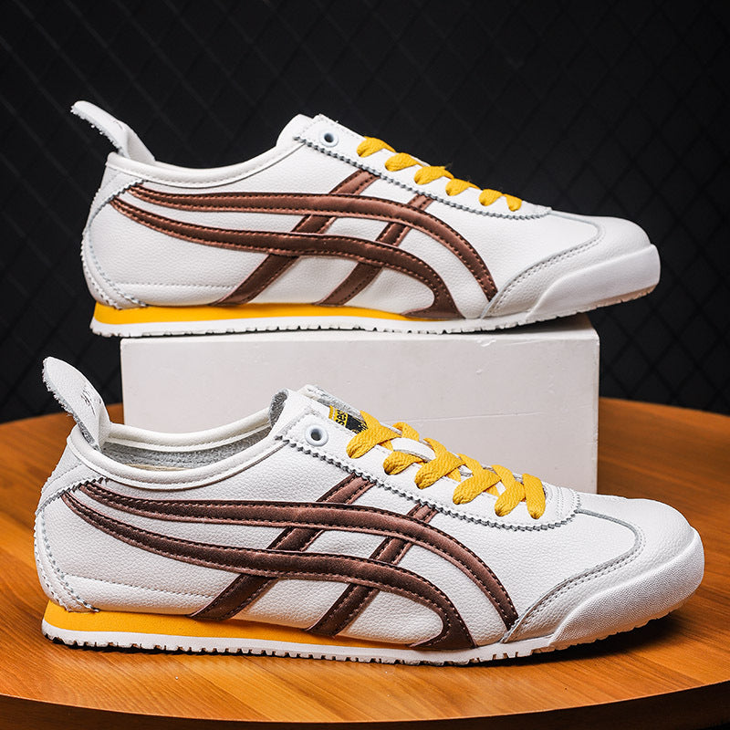 Couple's New Spring First-Layer Cowhide Forrest Gump Shoes, Fashionable and Breathable Sports and Leisure Sneakers, Comfortable White Shoes