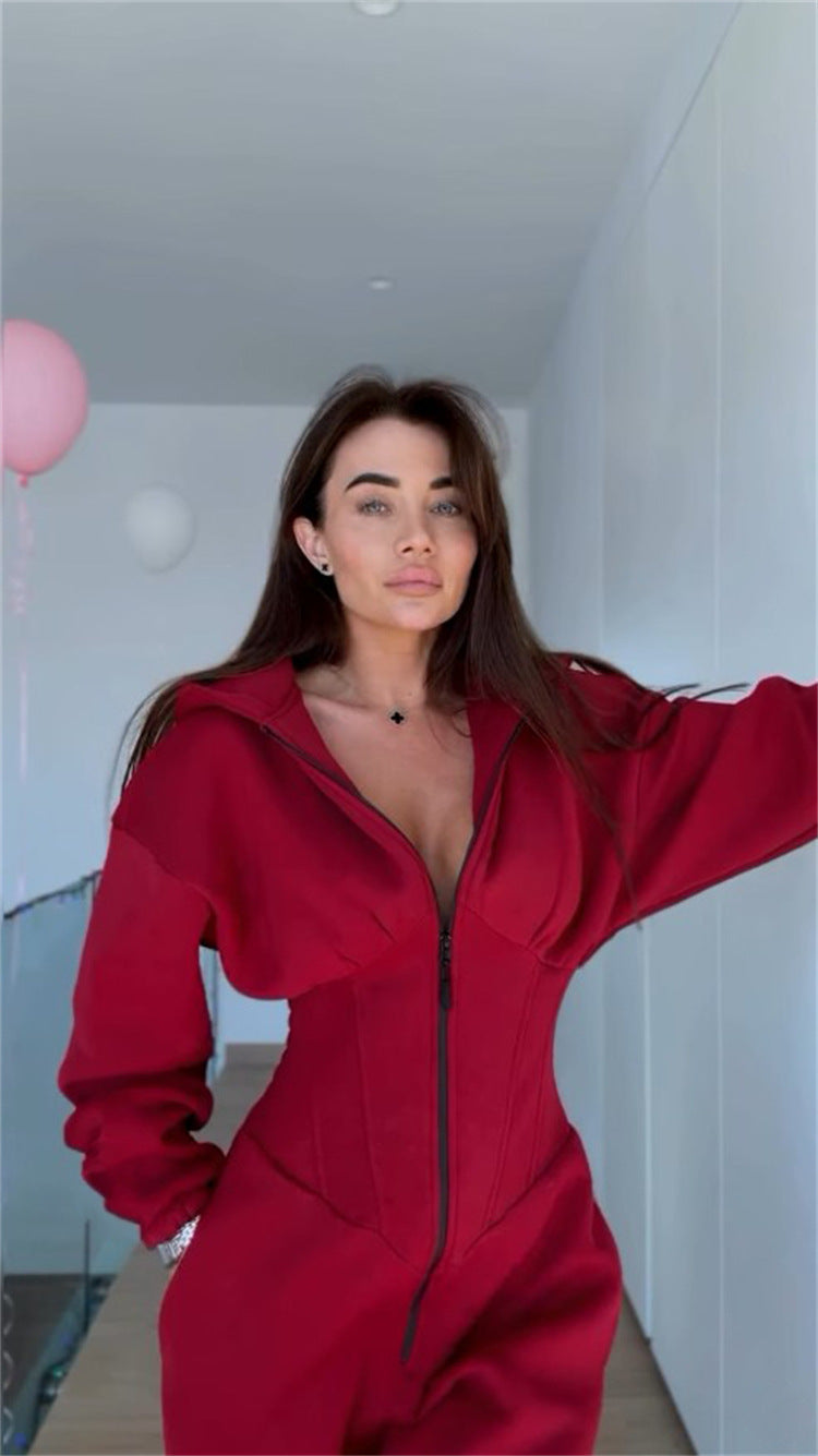 Cross-Border Foreign Trade 2026 Amazon Ebay Hot-Selling Popular Sports and Leisure Women's Hooded Jumpsuit Set