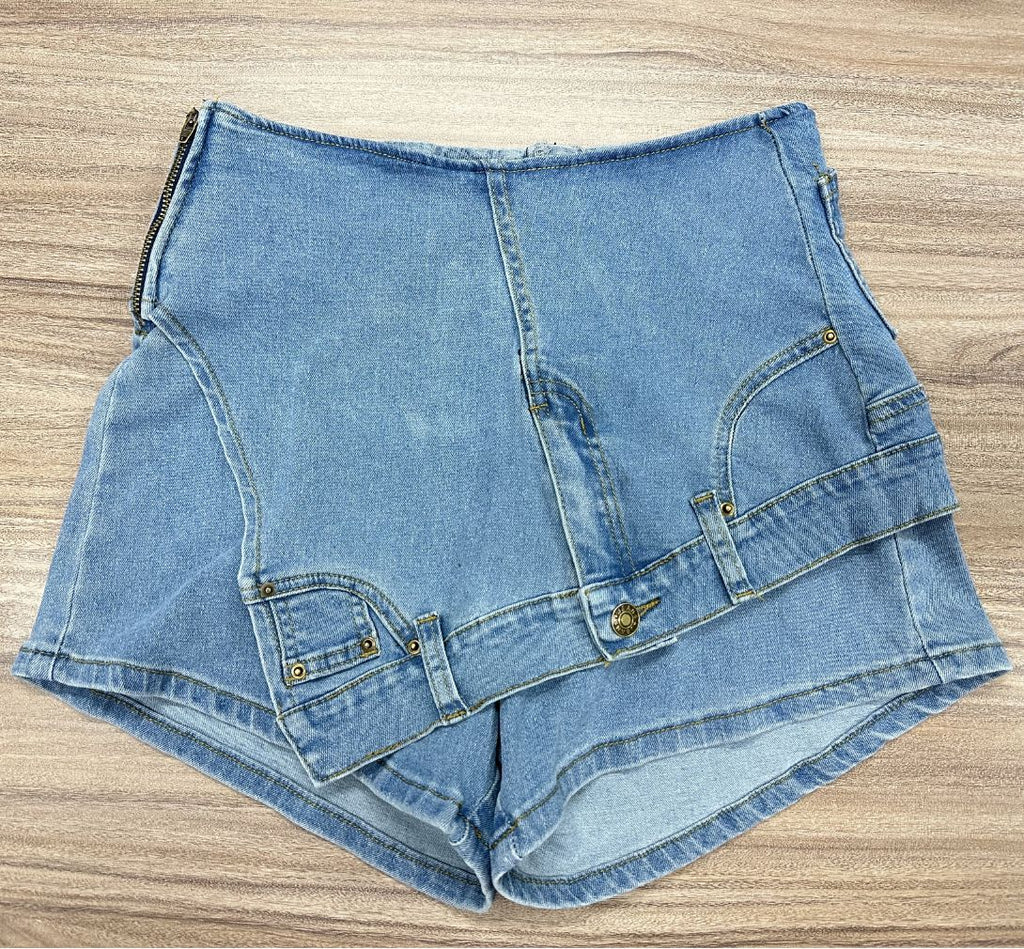 F207 European and American Clothing Cross-Border Jeans Women's Low-Waist Splicing Slim Stretch Asymmetrical Trendy Denim Shorts