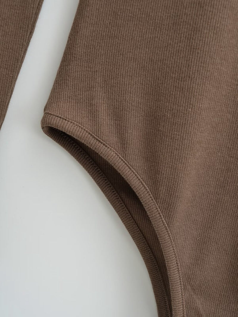 European and American style round neck versatile stretch jumpsuit bottoming shirt women's autumn and winter long sleeve T-shirt sexy tight top fashion