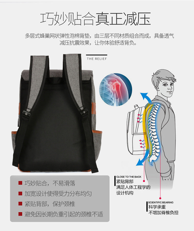 Foreign trade new schoolbag men's personality retro outdoor canvas travel backpack women's fashion backpack a generation of hair