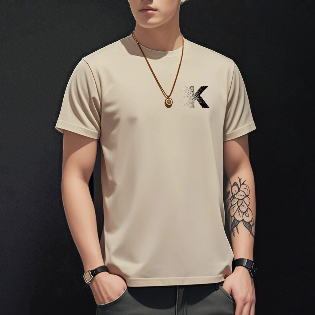 Summer Ice Silk Thin Round Neck Short-Sleeved T-Shirt for Men 2026 New Printed Pullover T-Shirt Trendy Slim Fit Men's Clothing