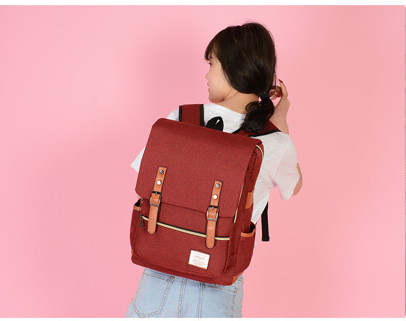 Foreign trade new schoolbag men's personality retro outdoor canvas travel backpack women's fashion backpack a generation of hair