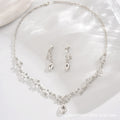 Vintage Light Luxury Crystal Drop Necklace Earrings suit Fashion Elegant Bridal Dress Accessories Necklace Jewelry Goods