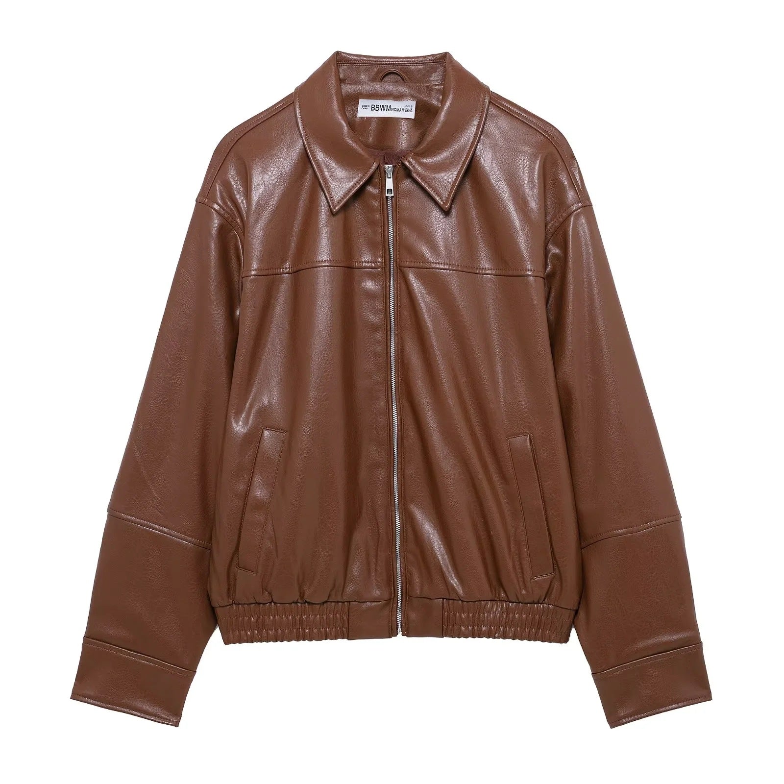 Amazon European and American Style Summer New Fashion Street Style Textured Faux Pu Leather Casual Bomber Jacket for Women