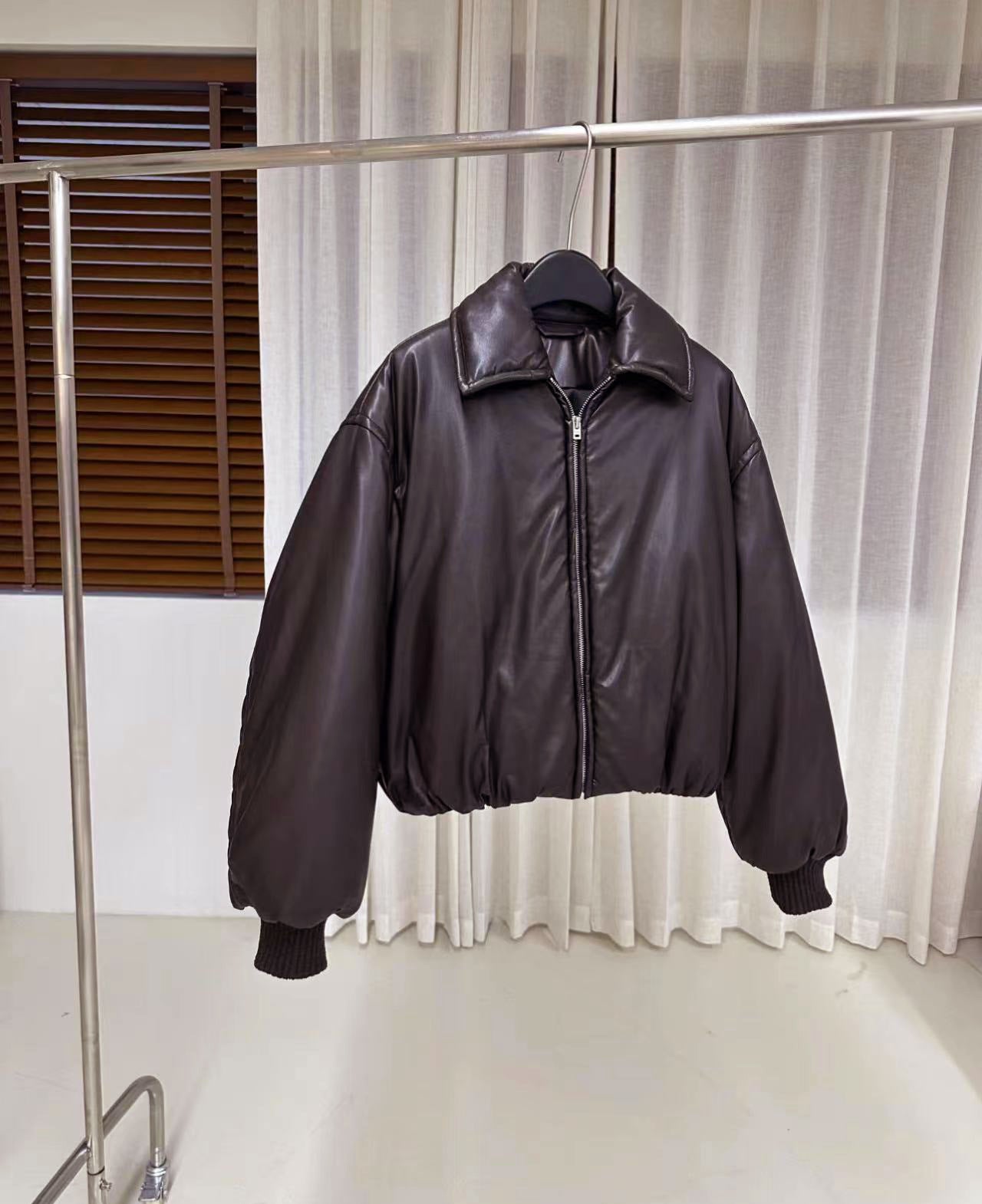 Hailey Kendou's Same Ac New Retro Motorcycle Leather Jacket Women's 25 Winter Pilot Cotton Jacket