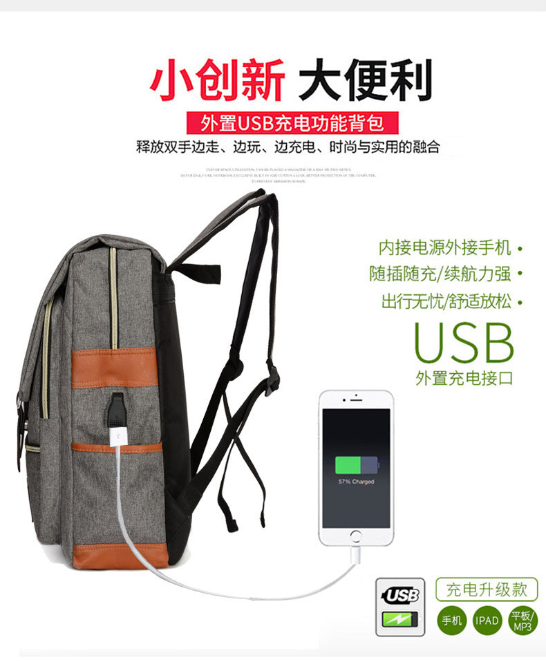 Foreign trade new schoolbag men's personality retro outdoor canvas travel backpack women's fashion backpack a generation of hair
