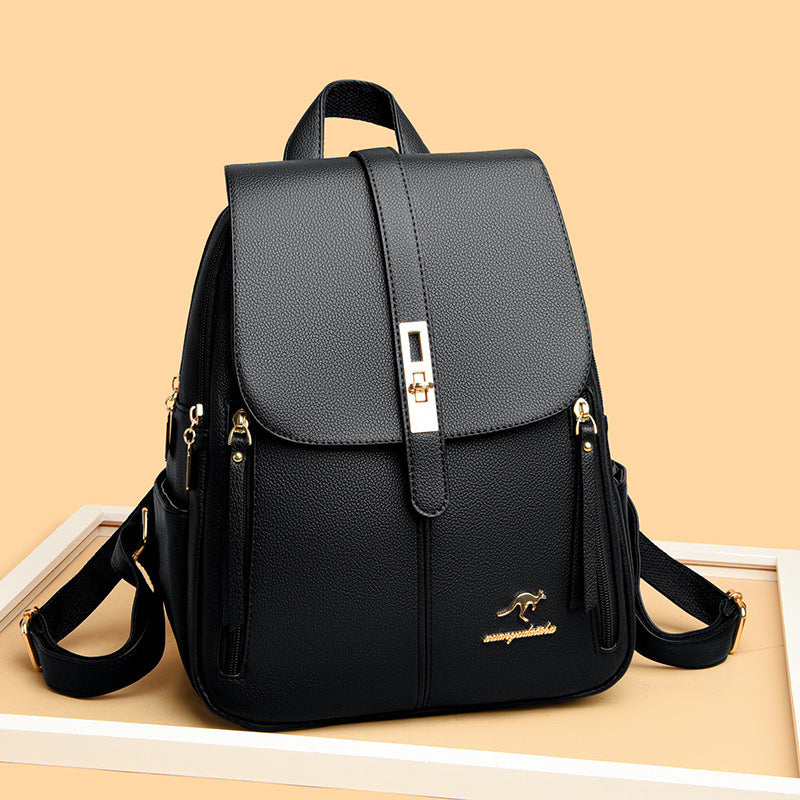 Foreign Trade Hot 2024 New Anti-theft Lock Backpack Trend Good Kangaroo Women's Schoolbag Fashion Travel Backpack