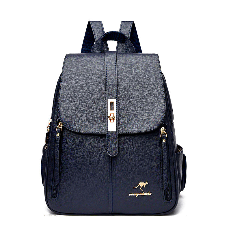 Foreign Trade Hot 2024 New Anti-theft Lock Backpack Trend Good Kangaroo Women's Schoolbag Fashion Travel Backpack
