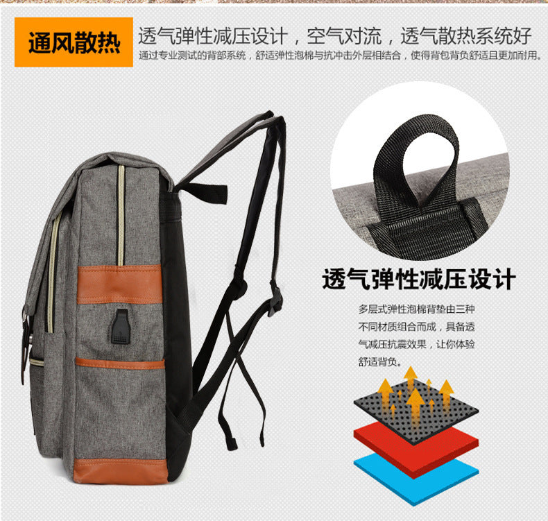 Foreign trade new schoolbag men's personality retro outdoor canvas travel backpack women's fashion backpack a generation of hair