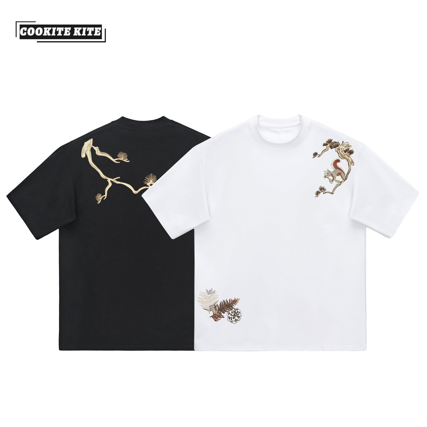 2026 New Heavyweight Pure Cotton Printed Round Neck Short-Sleeve T-Shirt with Squirrel Design, Loose Casual Style for Men and Women, Couple's Half-Sleeve Ins