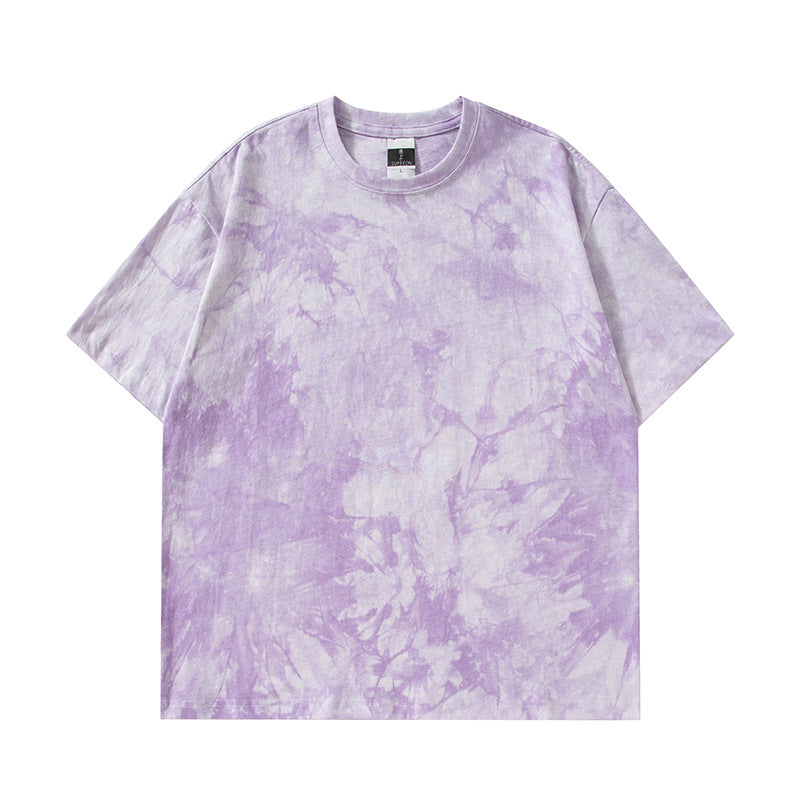 Cross-border Exclusive New Tie-dye T-shirt Men's Short-sleeved Summer Pure Cotton T-shirt Loose Ins Trendy Brand Colorful Top Clothes