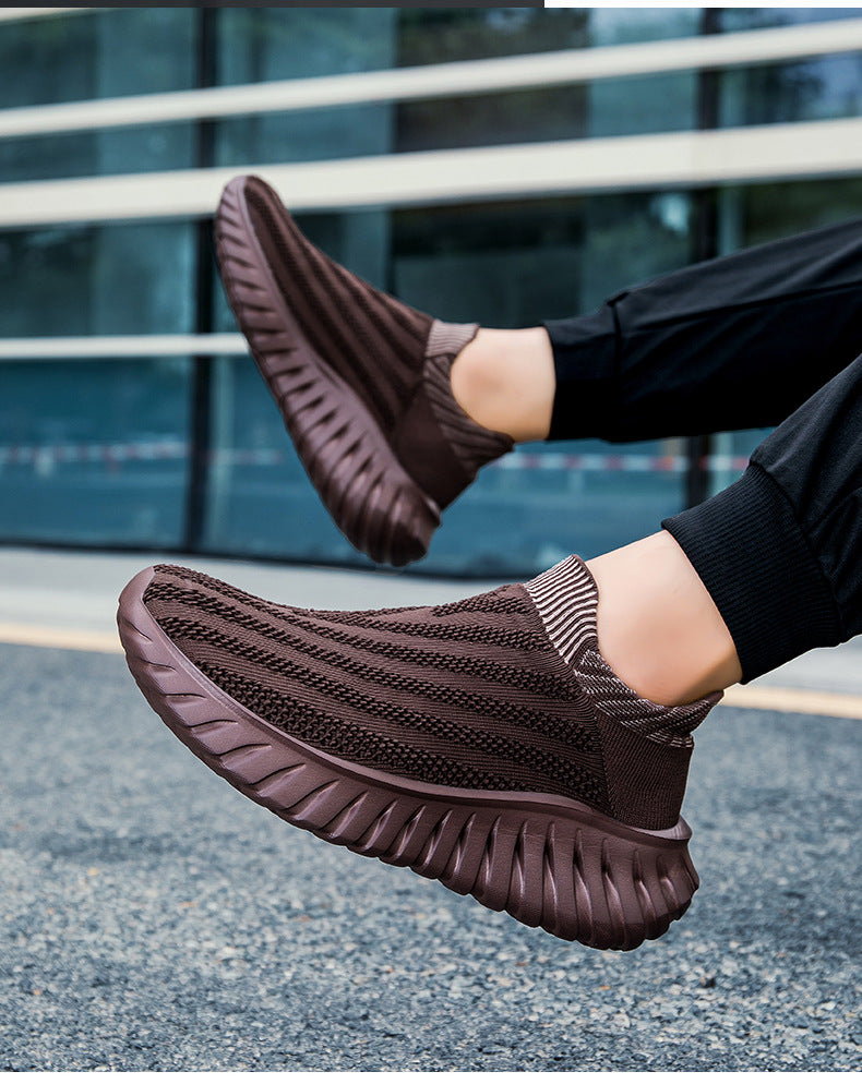 Cross-Border New Couple's Slip-On Summer New Fly-Knit Breathable Running Shoes Girls' Shoes Knitted Women's Shoes