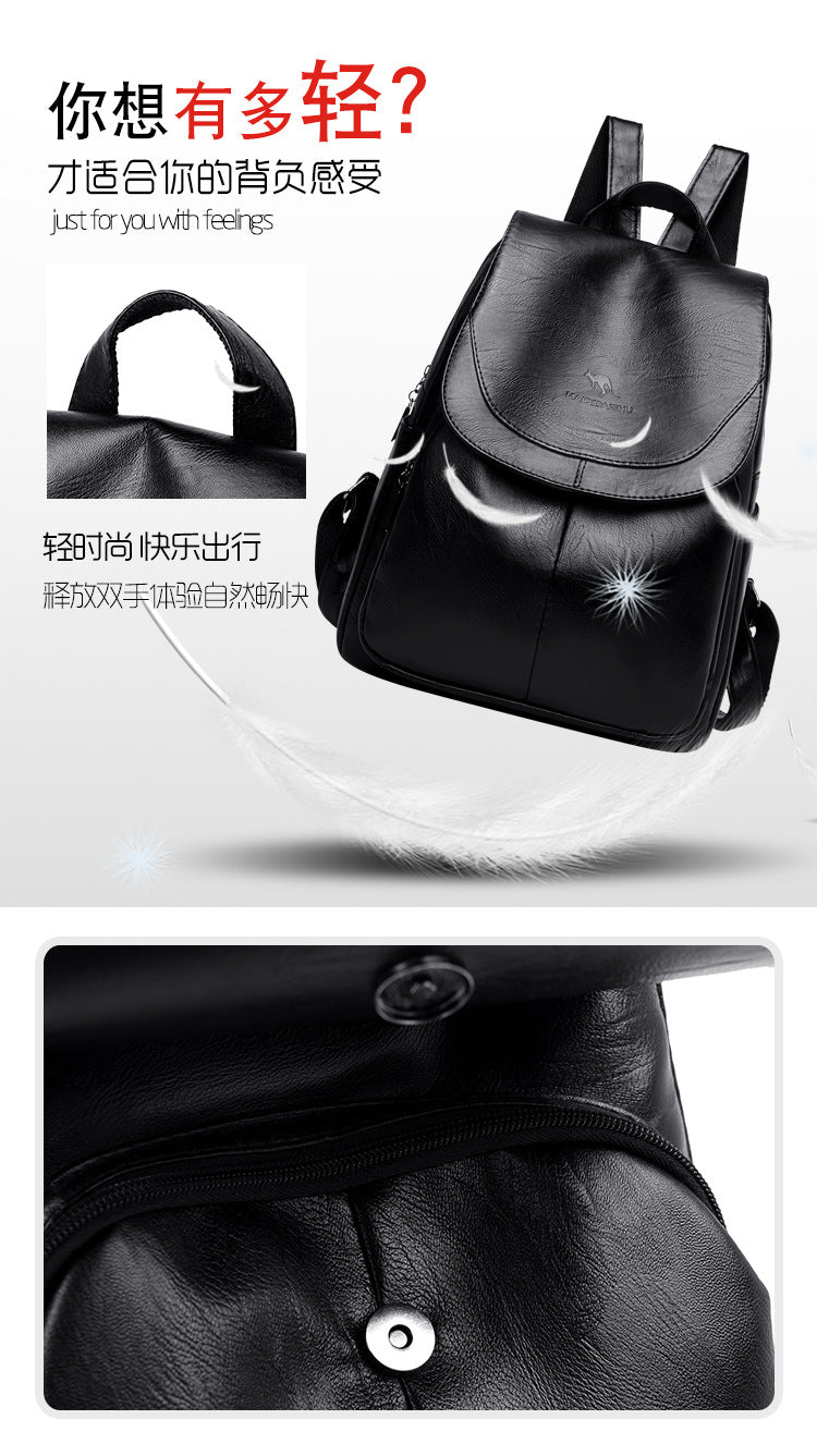 Backpack Women 2024 New Autumn Fashion Soft Leather Bag Casual Backpack Large Capacity Travel Student Women's Backpack