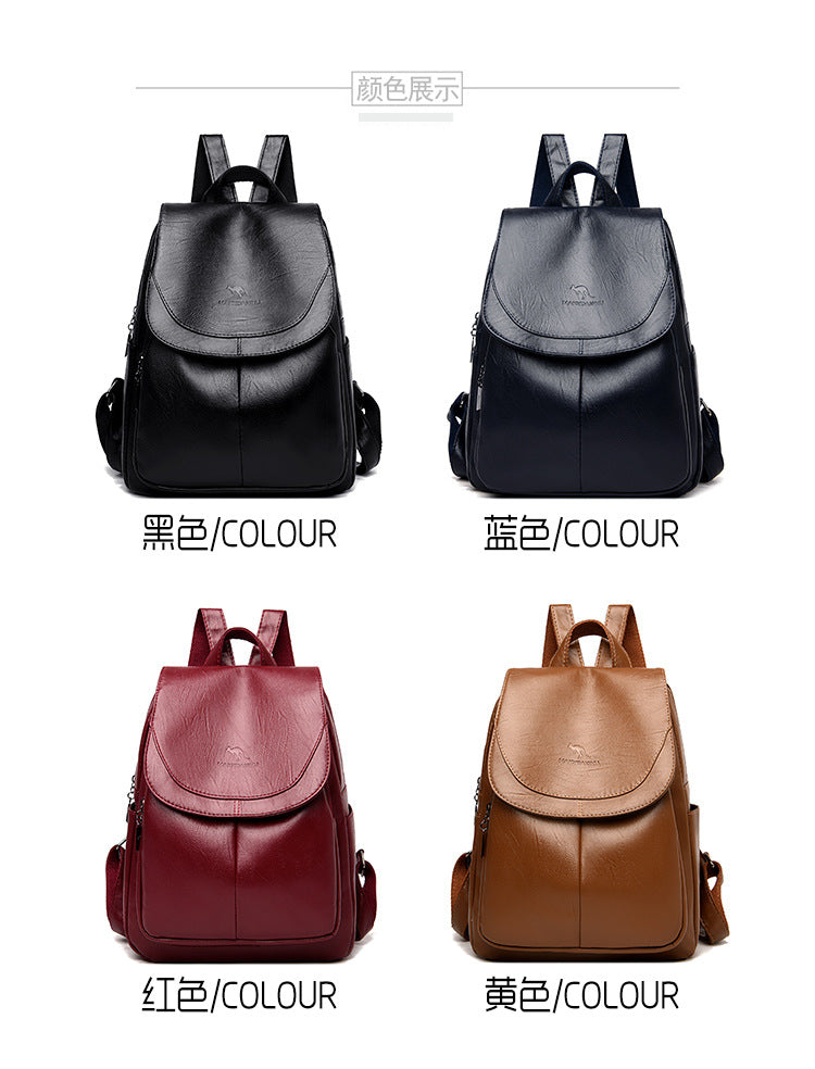Backpack Women 2024 New Autumn Fashion Soft Leather Bag Casual Backpack Large Capacity Travel Student Women's Backpack