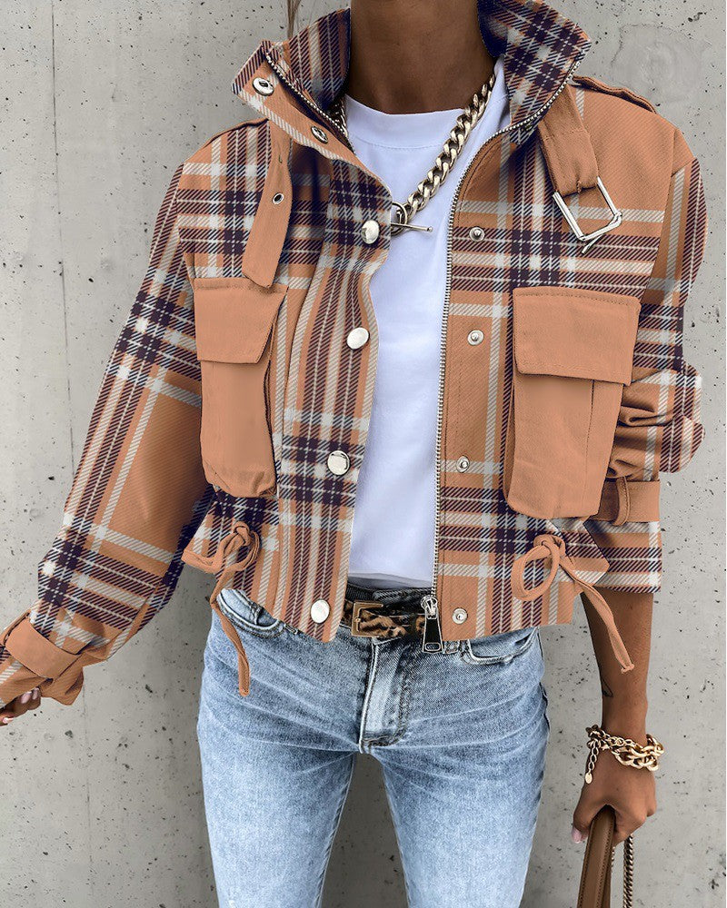 2026 Autumn and Winter Cross-Border Women's European and American New Style Amazon Aliexpress Printed Short Casual Long-Sleeved Jacket Top