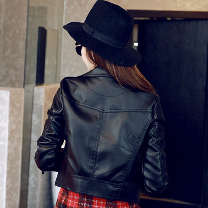 Slim Fit, New Spring and Autumn Women's Leather Jacket, Short Korean Style 2026 Versatile Biker Pu Leather Jacket
