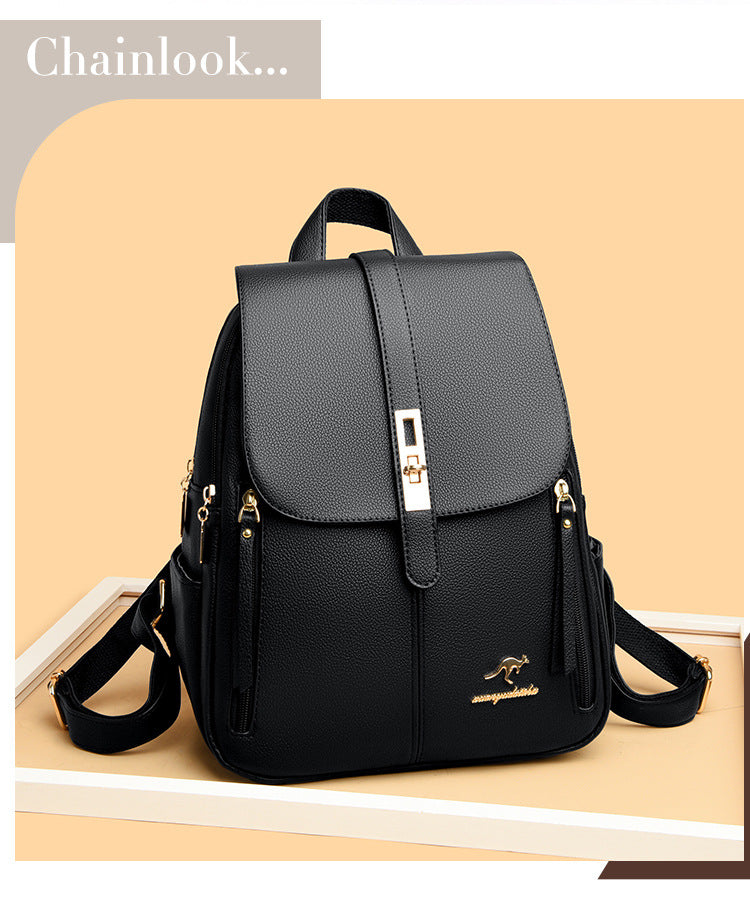 Foreign Trade Hot 2024 New Anti-theft Lock Backpack Trend Good Kangaroo Women's Schoolbag Fashion Travel Backpack