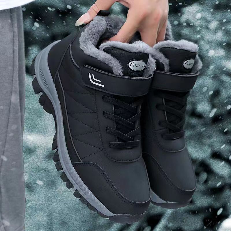 Middle-aged and elderly walking shoes autumn and winter fleece-lined round toe cotton in stock warm thickened cross-border foreign trade shoes men's shoes