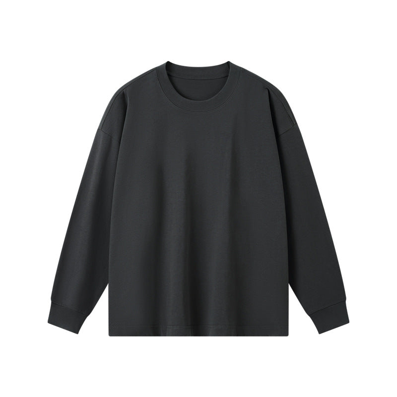 300g combed skin-friendly padded cotton long sleeve T-shirt men's 2024 autumn and winter solid color round neck bottoming shirt top