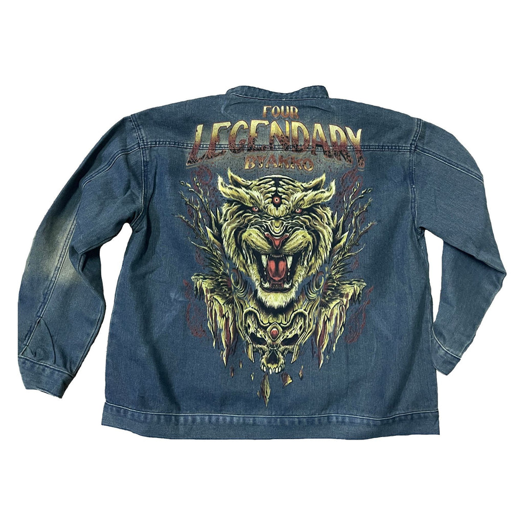 New Original American Style Retro Distressed Loose Direct Spray Printed Denim Jacket Men's and Women's Denim Jacket Top